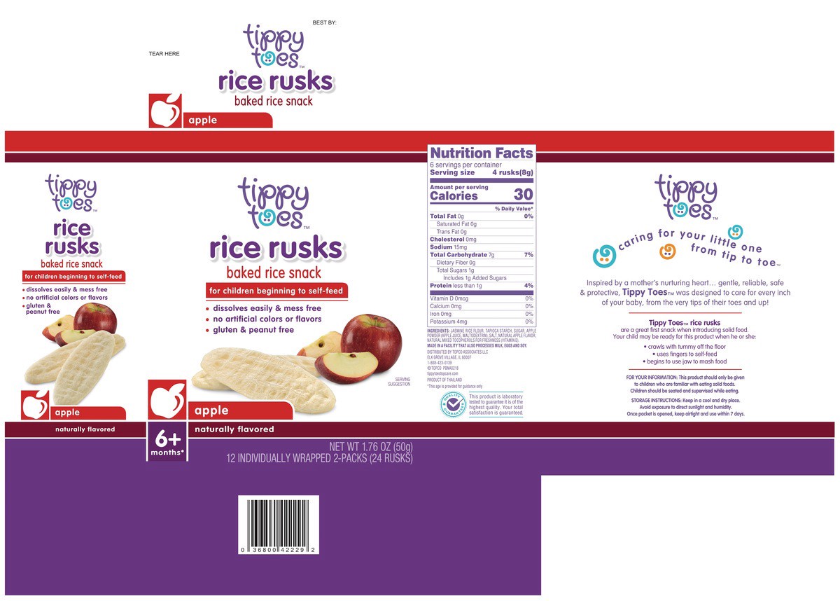 slide 8 of 15, Tippy Toes Rice Rusks Baked Apple Rice Snack 12 ea, 12 ct