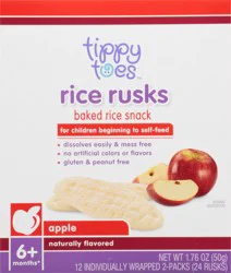 Tippy Toes Apple Rice Rusks Baked Rice Snack, 12 ea