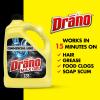 slide 21 of 29, Drano Max Gel Clog Remover, Commercial Line, 128 oz, 128 fl oz