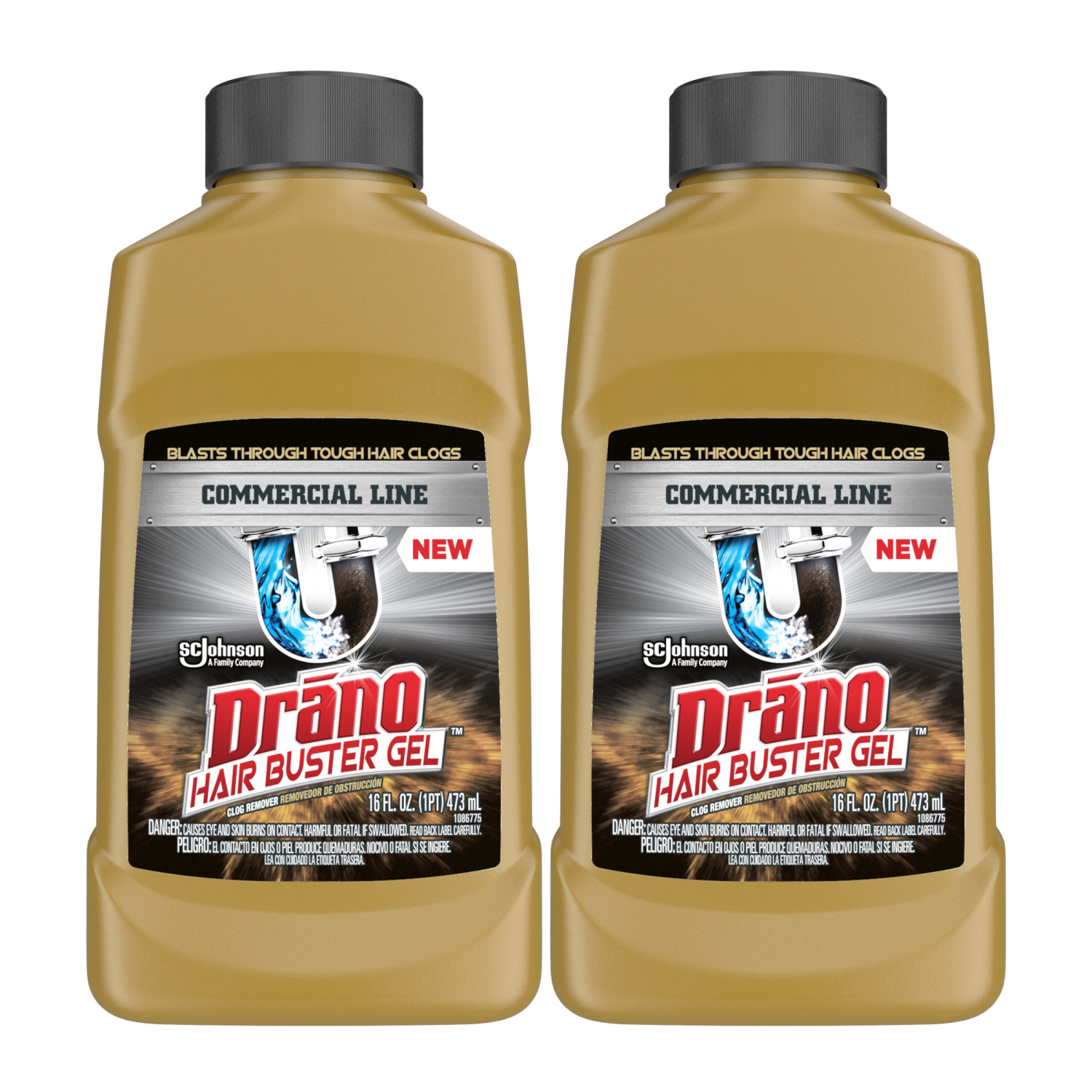 slide 1 of 6, Drano Hair Buster Gel, Twin Pack, 16 fl oz