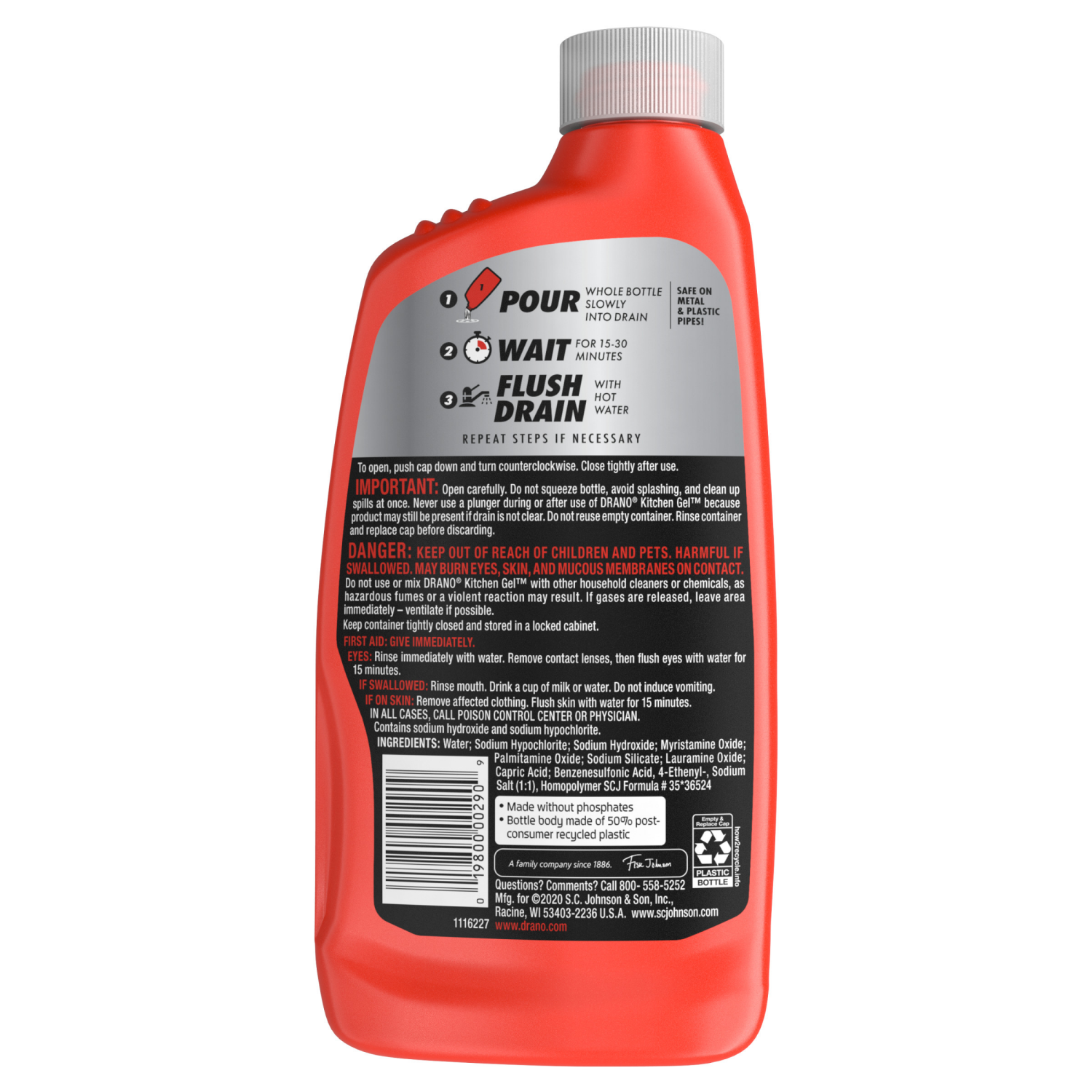slide 2 of 8, Drano Kitchen Gel Clog Remover 16 oz, 16 oz