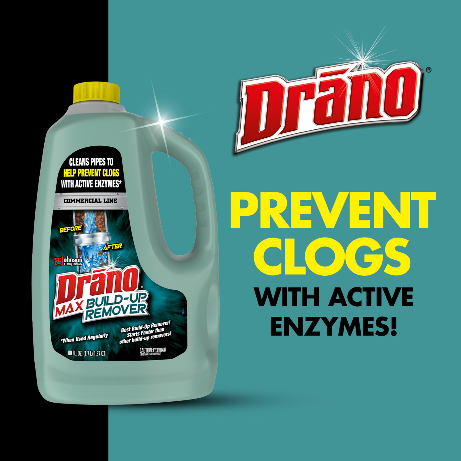 slide 2 of 8, Drano Commercial Line Max Build-Up Remover 64 fl oz, 64 oz
