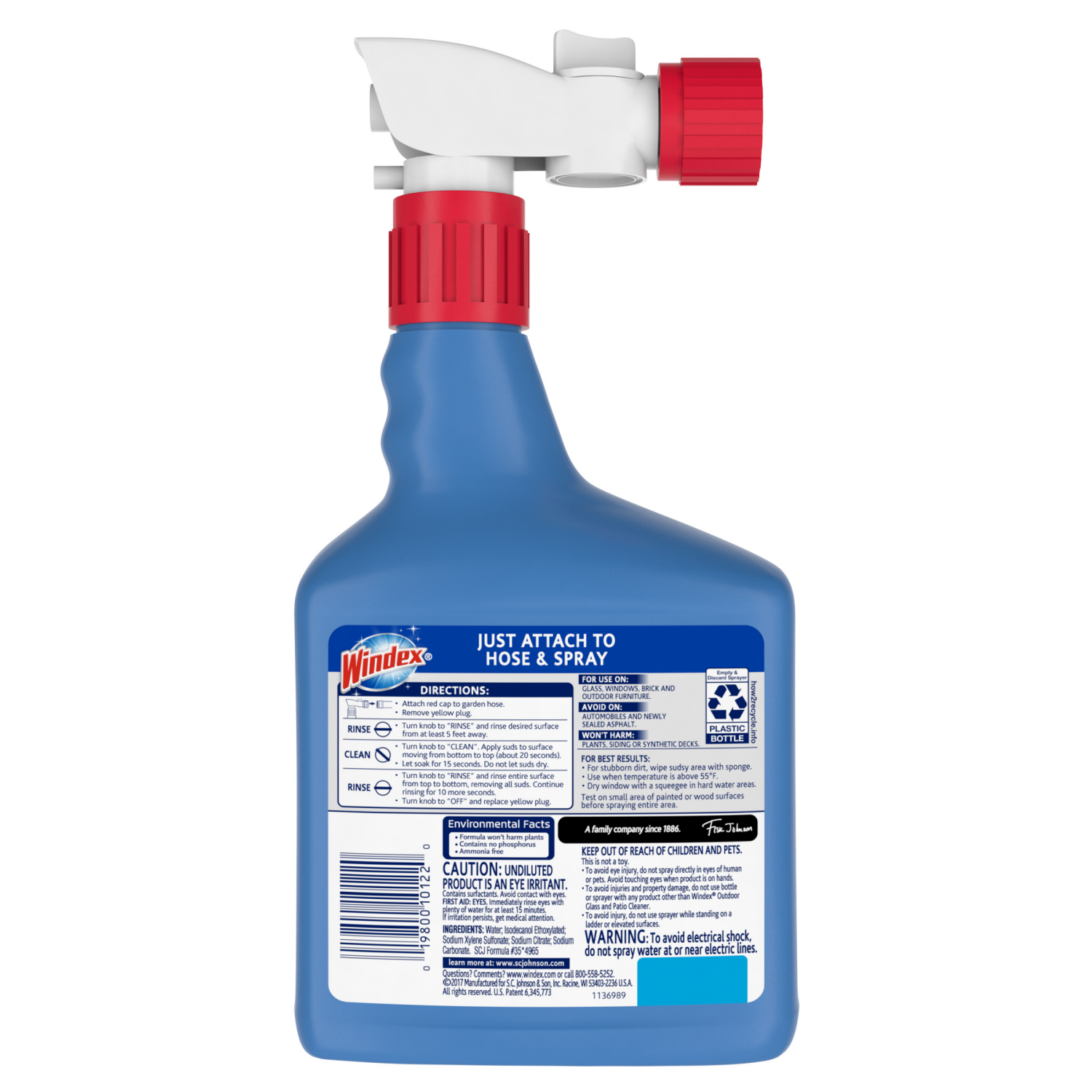 slide 5 of 8, Windex Outdoor Window Cleaner, Concentrated Cleaning Sprayer for Garden Hose, 32 fl oz, 32 fl oz