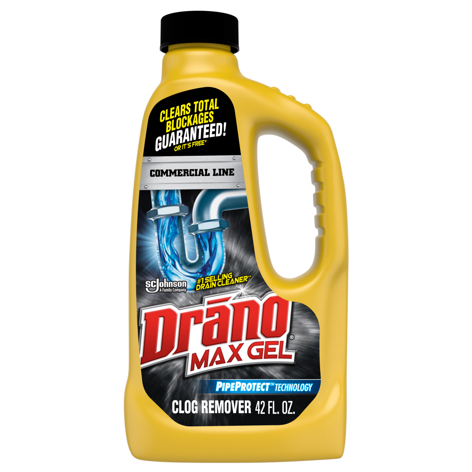 slide 1 of 8, Drano Commercial Line Pro Strength Max Gel Clog Remover 42 fl oz, 42 fl oz