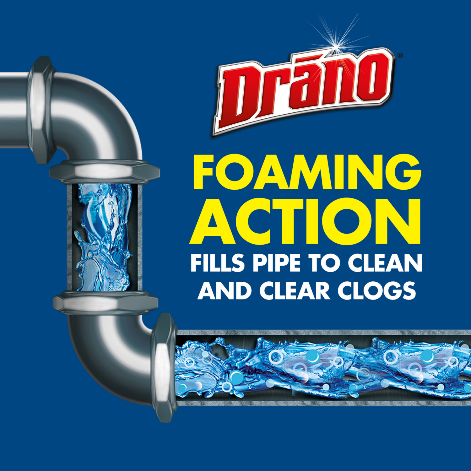 slide 4 of 8, Drano Commercial Line Dual-Force Foamer, Powerful Clog Remover, 17 oz, 17 fl oz