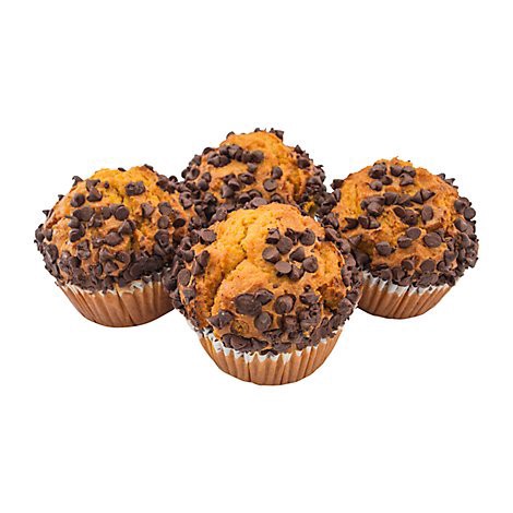 slide 1 of 1, Bakery Muffin Pumpkin Chocolate Chip 4 Count - Each, 1 ct