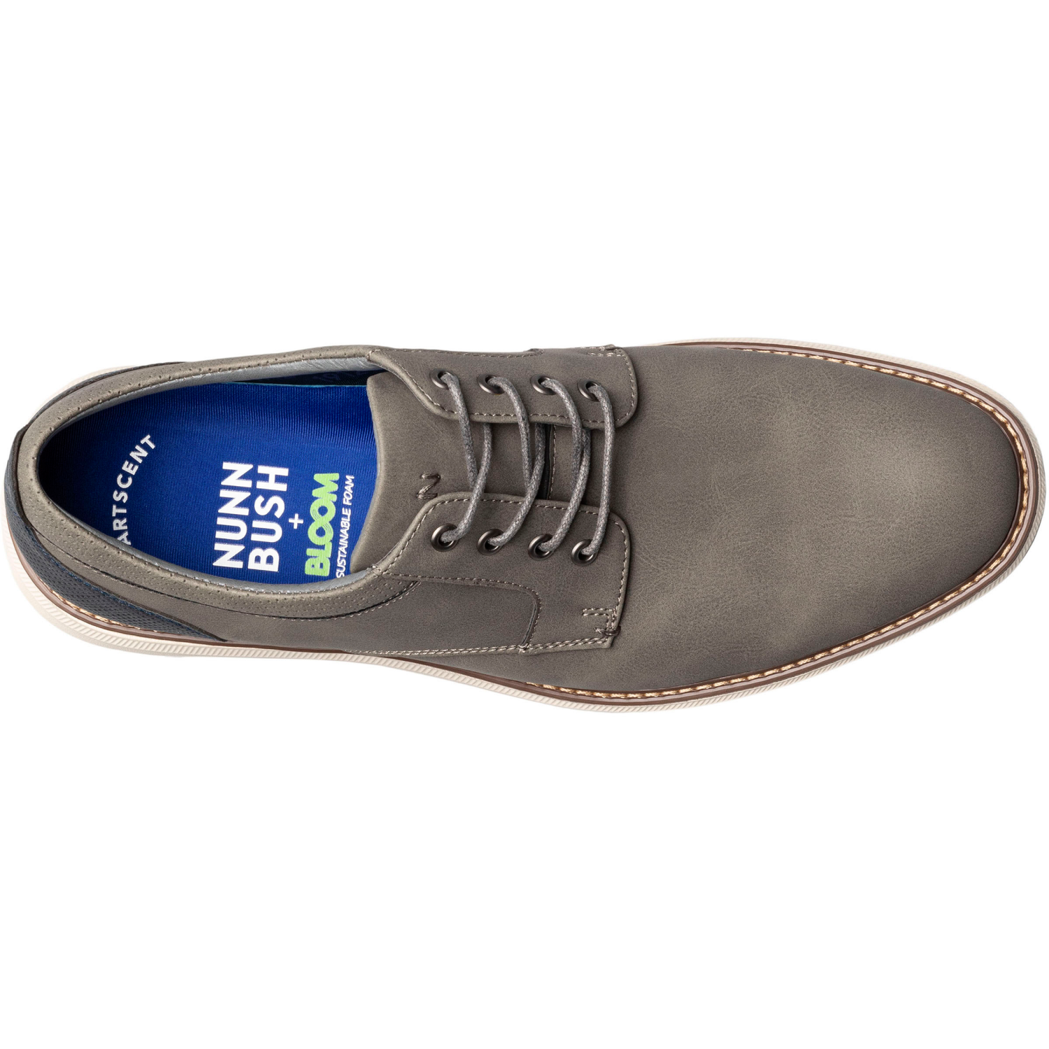 slide 4 of 4, Nunn Bush Men's Chase Casual Plain Toe Oxford, Gray, Size 10, Size 10