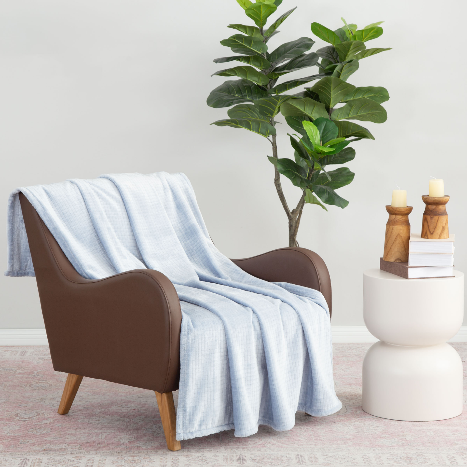 slide 2 of 4, Berkshire Blanket Grid Dobby Velvetloft, 50in x 70 in, Celestial Blue, 1 ct