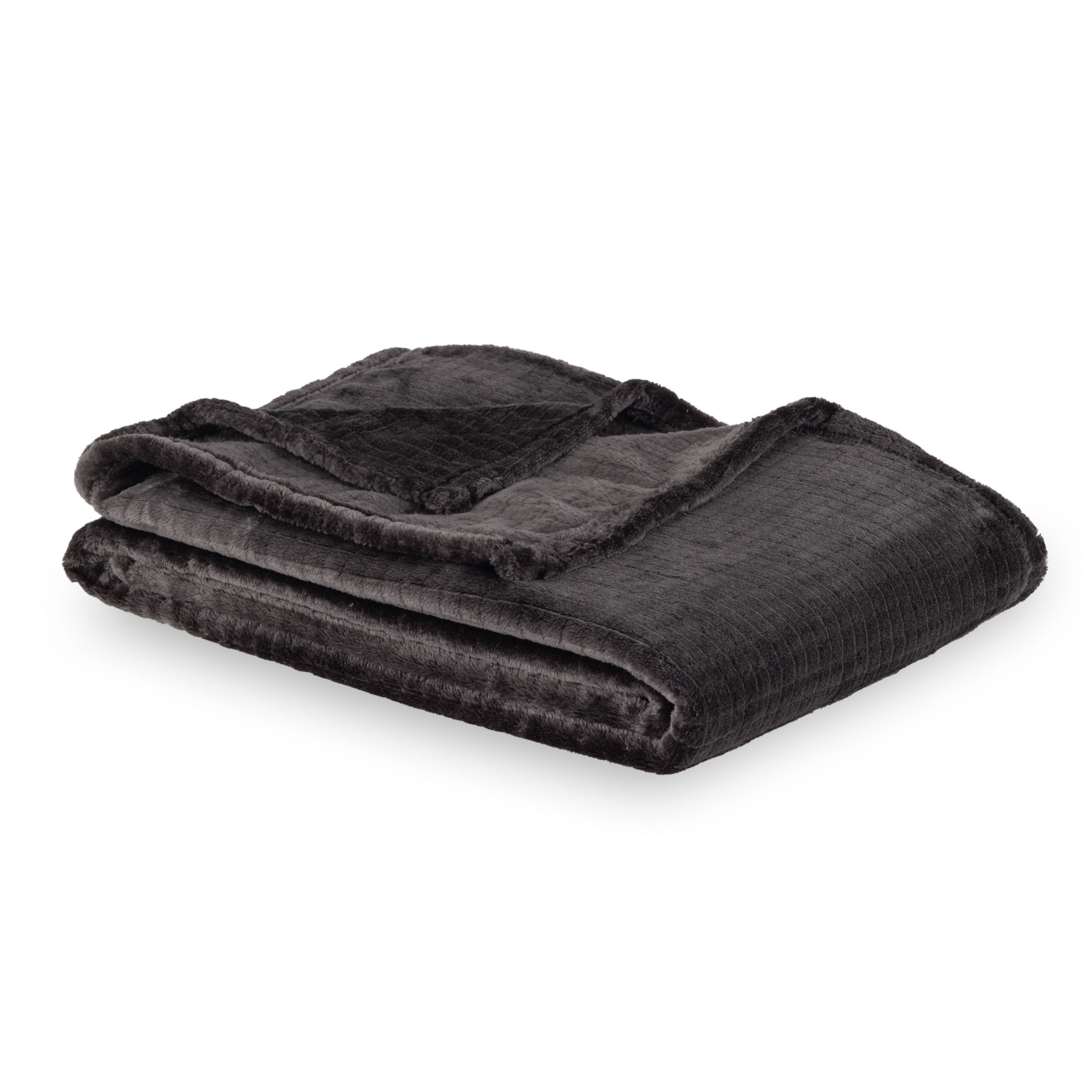 slide 3 of 4, Berkshire Blanket Grid Dobby Velvetloft, 50in x 70 in, Molton Coal, 1 ct