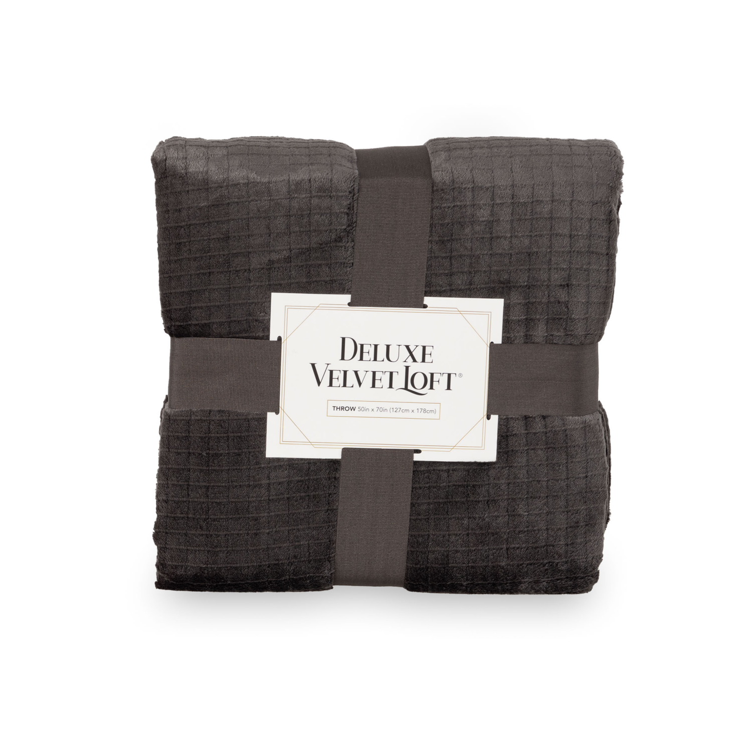 slide 1 of 4, Berkshire Blanket Grid Dobby Velvetloft, 50in x 70 in, Molton Coal, 1 ct