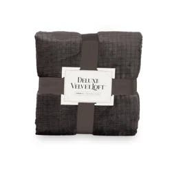 Berkshire Blanket Grid Dobby Velvetloft, 50in x 70 in, Molton Coal