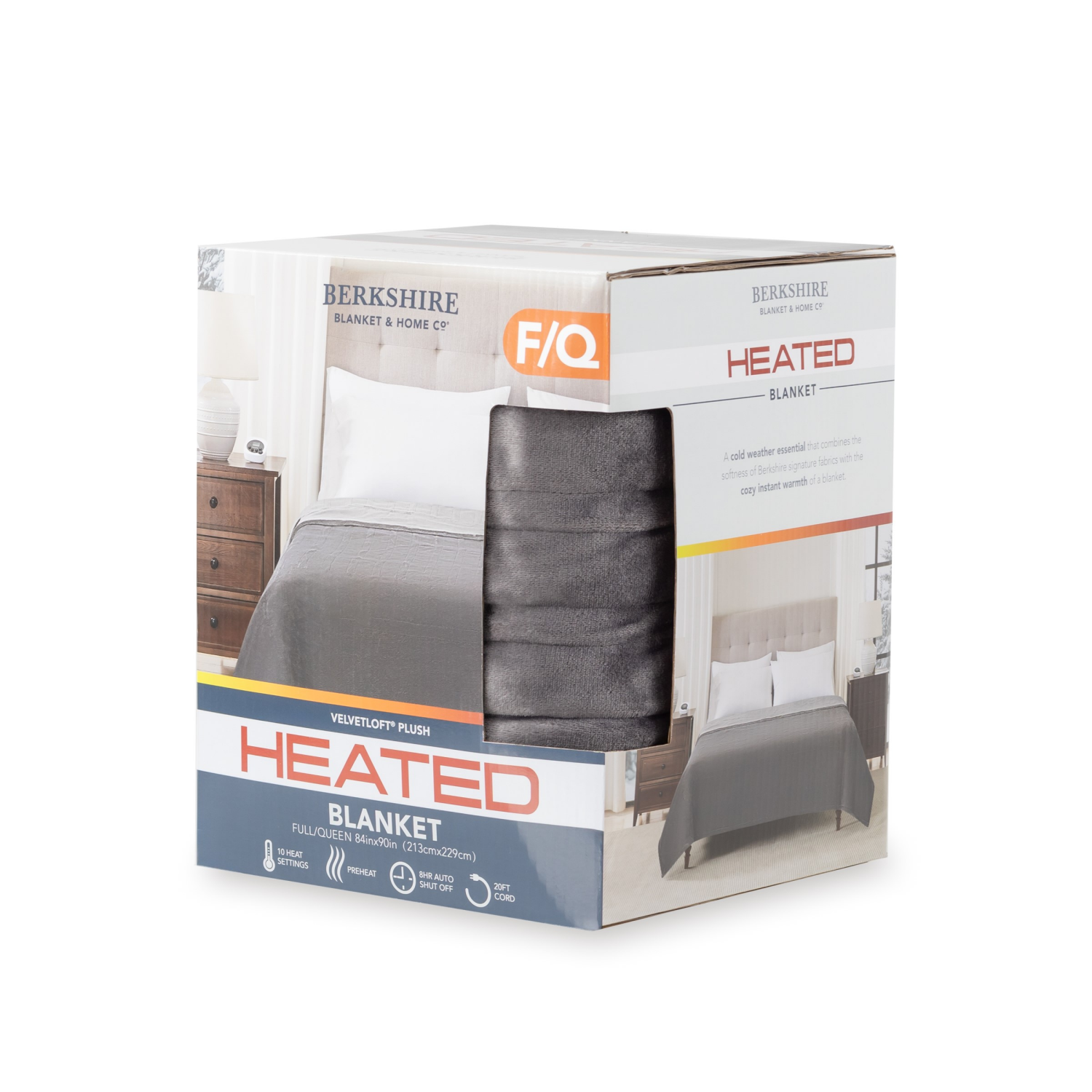 slide 1 of 4, BERKSHIRE BLANKET Berkshire Heated Blanket, King, Grey, 1 ct