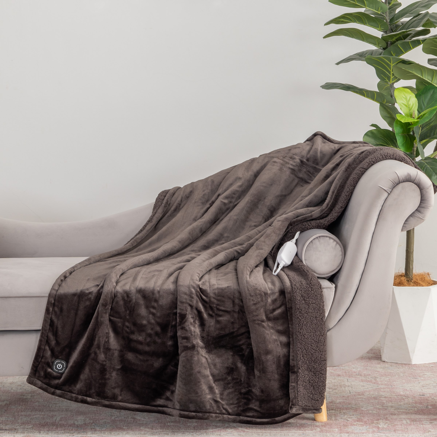 slide 3 of 4, BERKSHIRE BLANKET Berkshire Heated Throw, 50 in x 60 in, Coal, 50 in