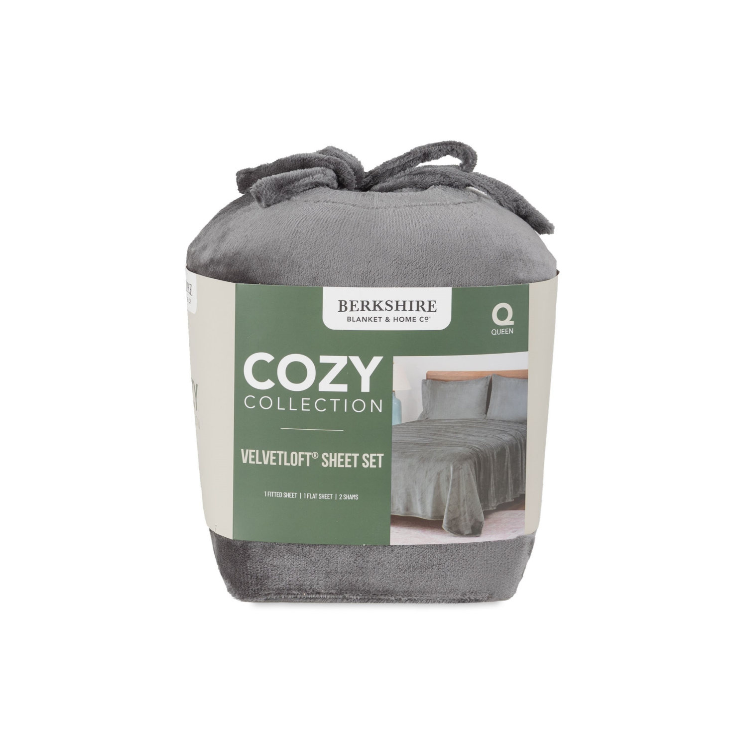 slide 1 of 4, BERKSHIRE BLANKET Berkshire Velvetloft Plush Sheets, Queen, Grey, 1 ct