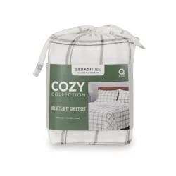 BERKSHIRE BLANKET Berkshire Velvetloft Plush Sheets, King, Grey Plaid