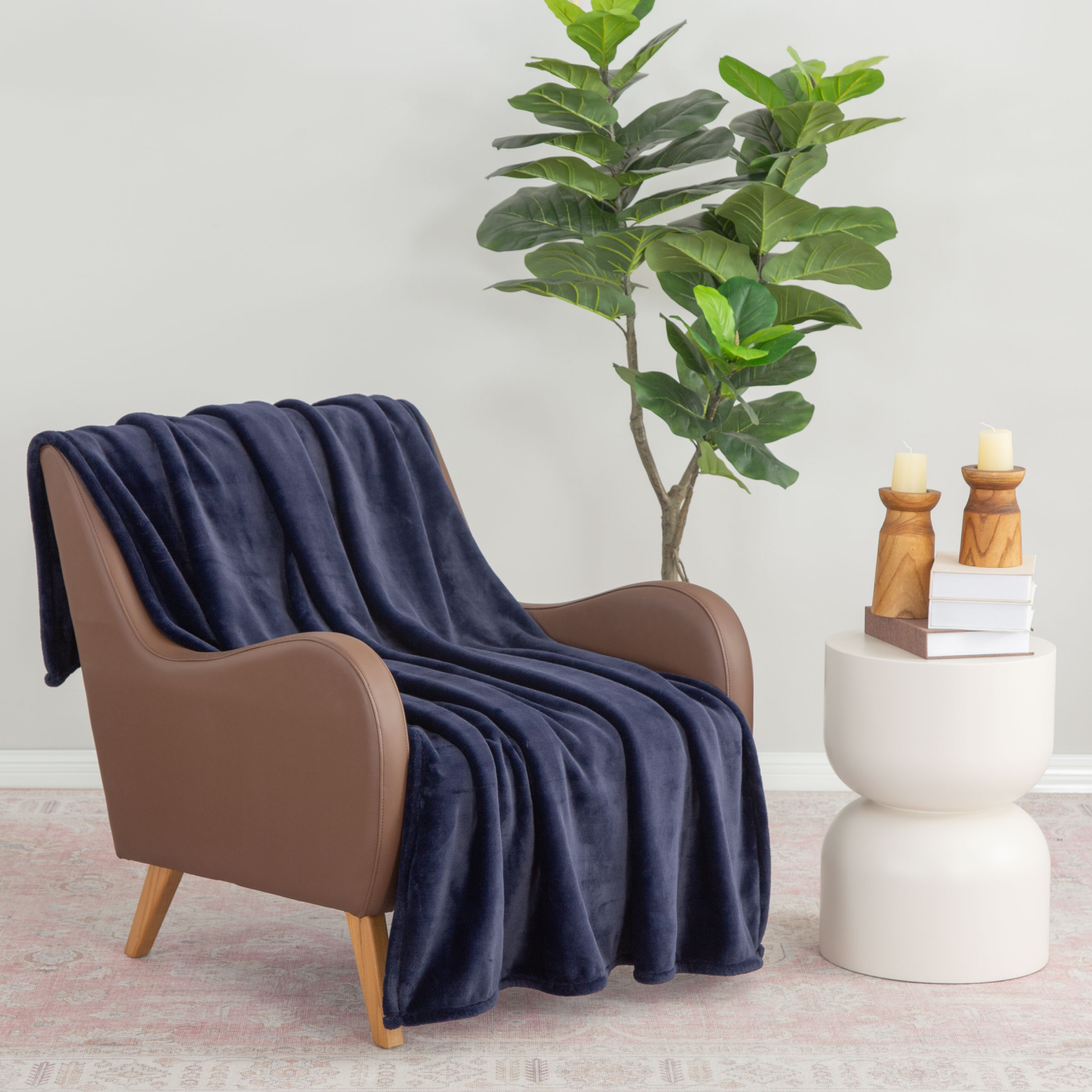 slide 2 of 4, Berkshire Blanket Velisse Plush, 50 in x 70 in, Midnight Blue, 50 in