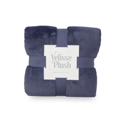 Berkshire Blanket Velisse Plush, 50 in x 70 in, Midnight Blue