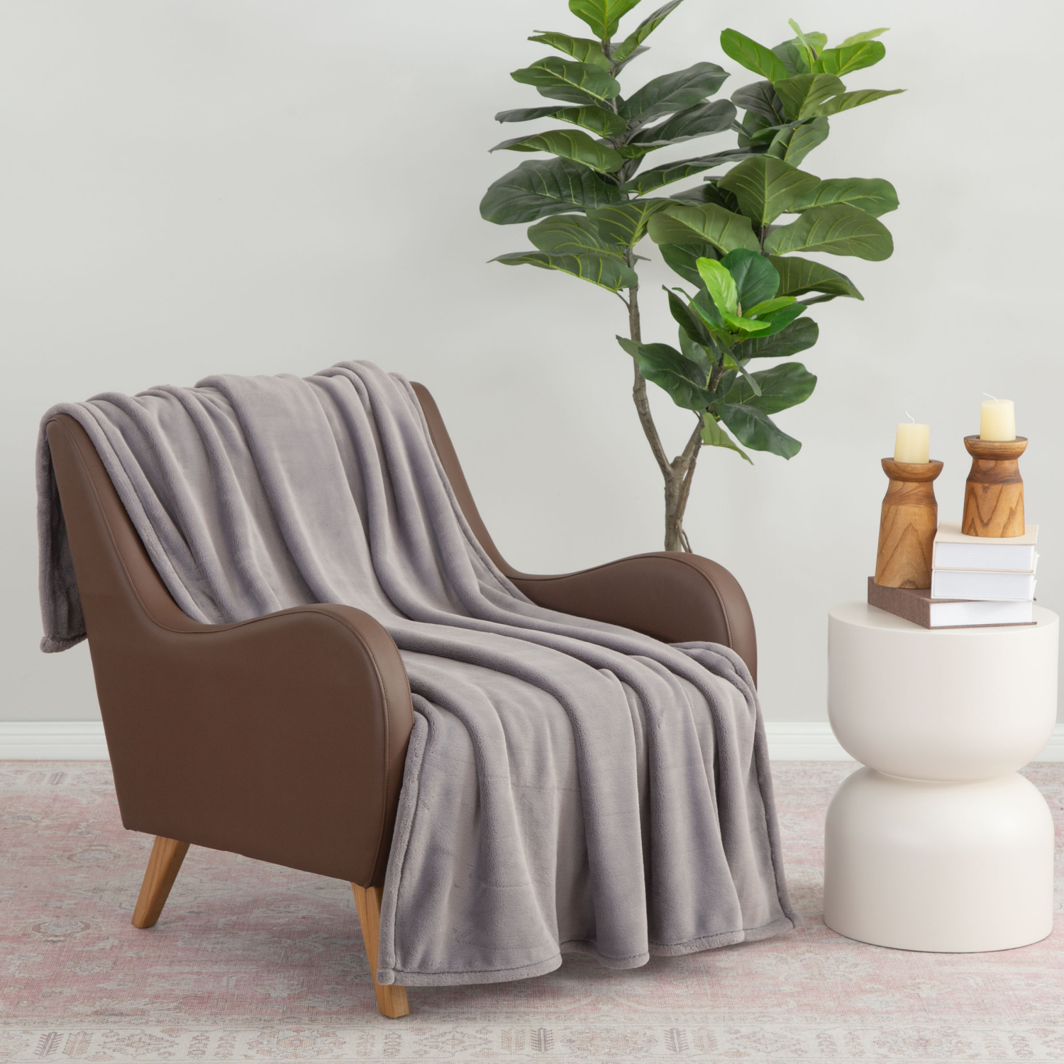 slide 2 of 4, Berkshire Blanket Velisse Plush, 50 in x 70 in, Nimbus Gray, 50 in