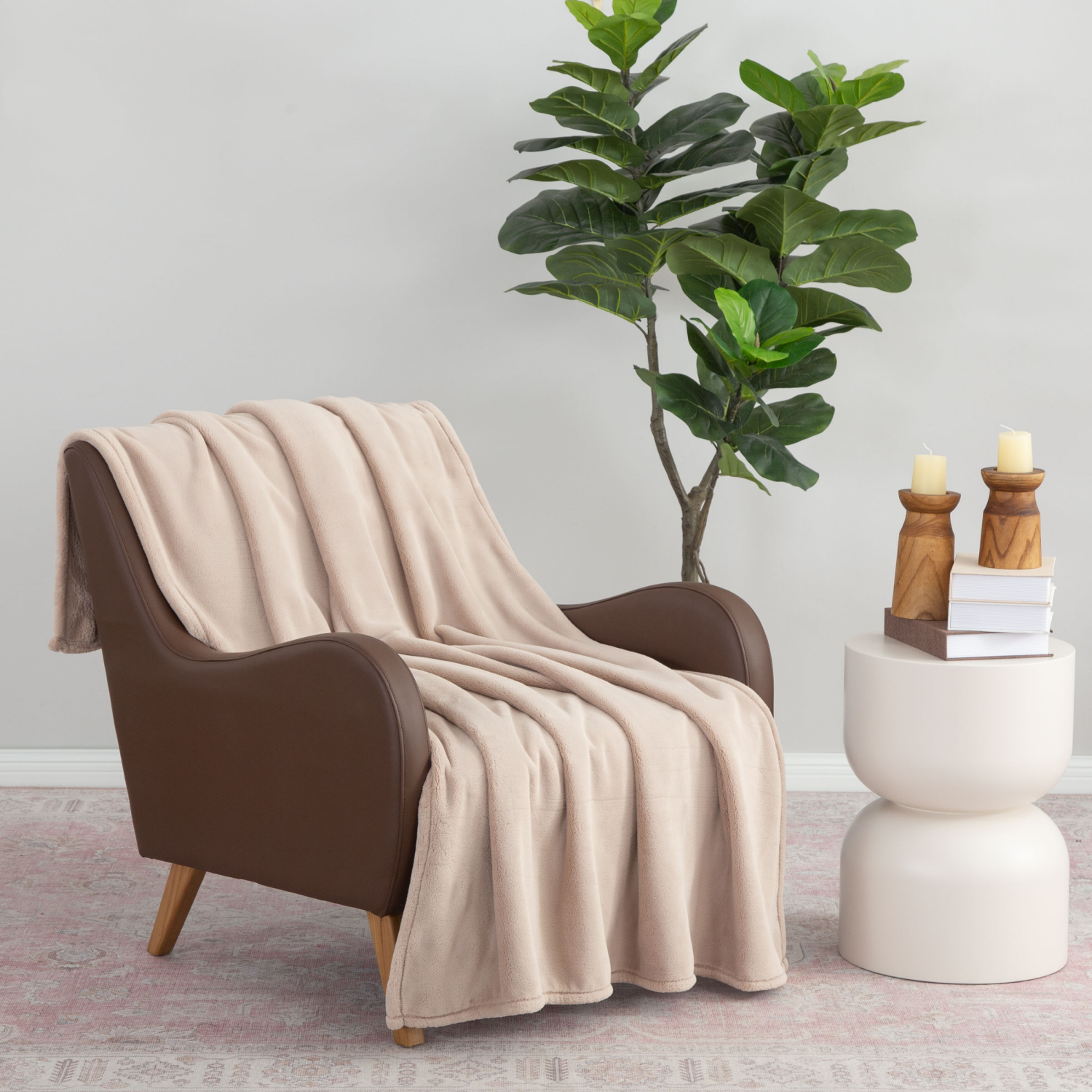 slide 2 of 4, Berkshire Blanket Velisse Plush, 50 in x 70 in, Bennington Beige, 50 in