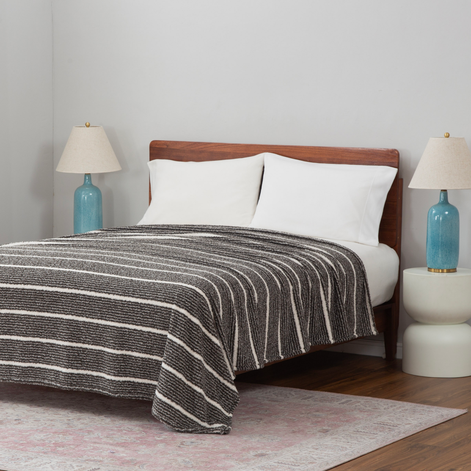 slide 2 of 4, Berkshire Blanket Print RetroPlush, 90 in x 90 in, Molton Coal, 90 in