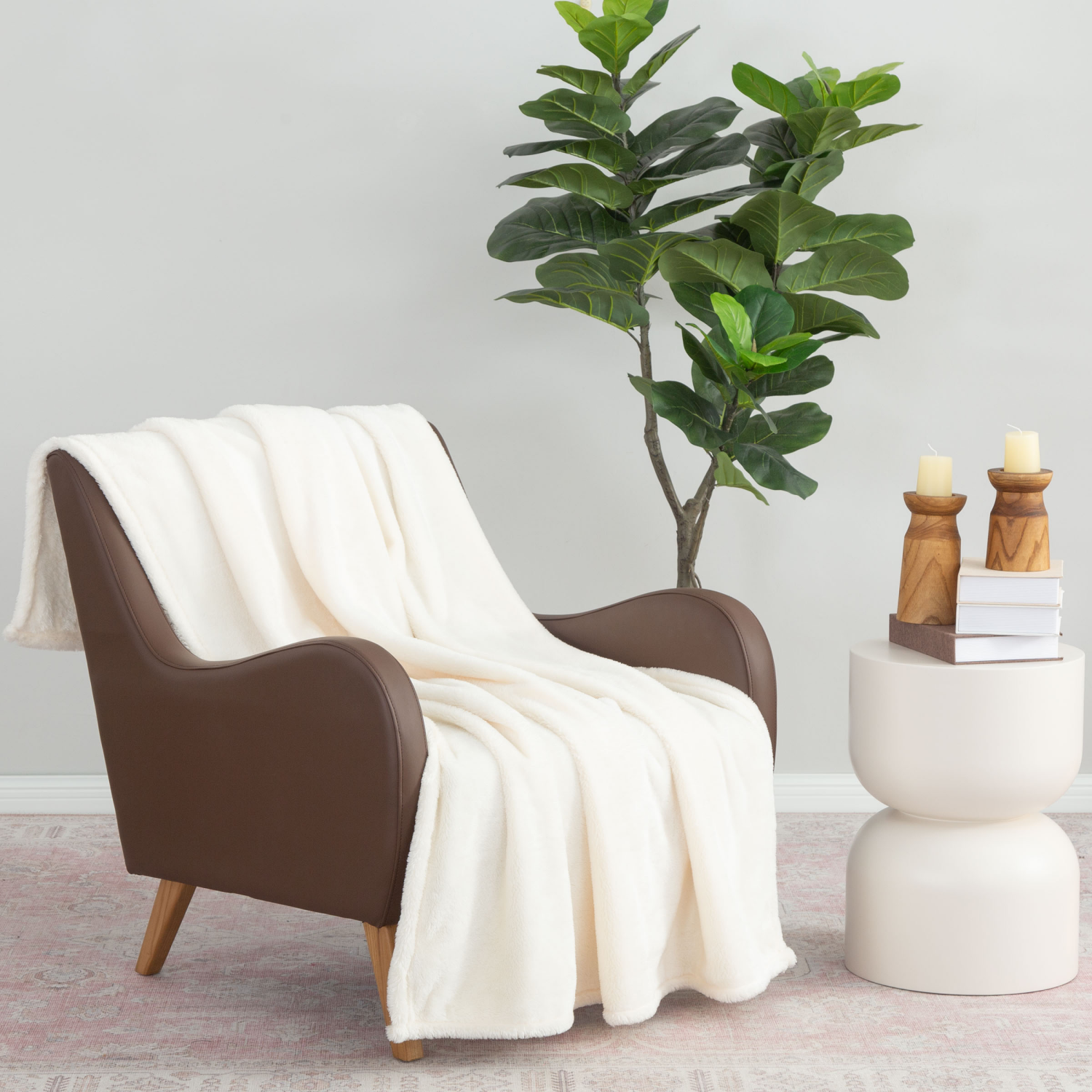 slide 2 of 4, Berkshire Blanket Long Pile Velvetloft Plush, 50 in x 70 in, Cream, 50 in