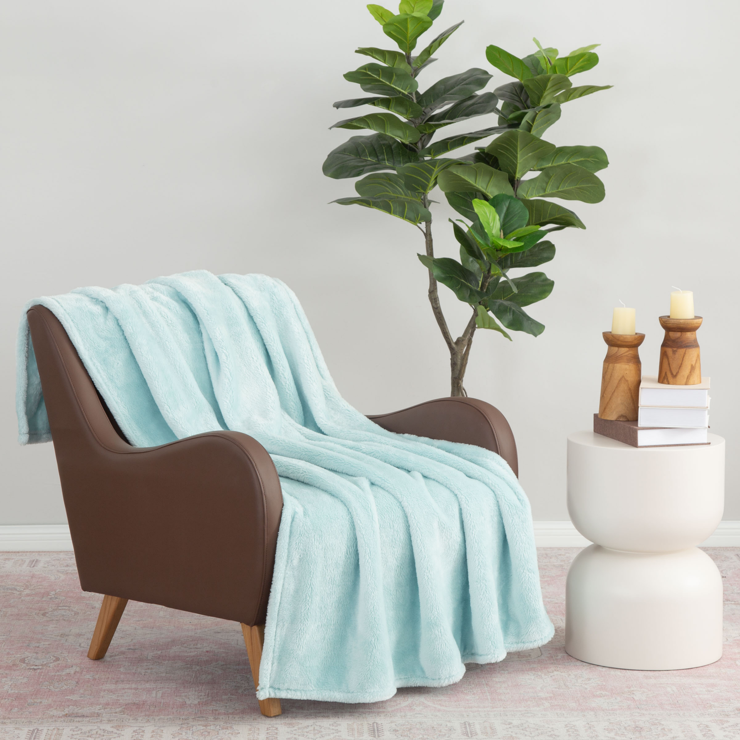 slide 2 of 4, Berkshire Blanket Long Pile Velvetloft Plush, 50 in x 70 in, Sea Breath, 50 in