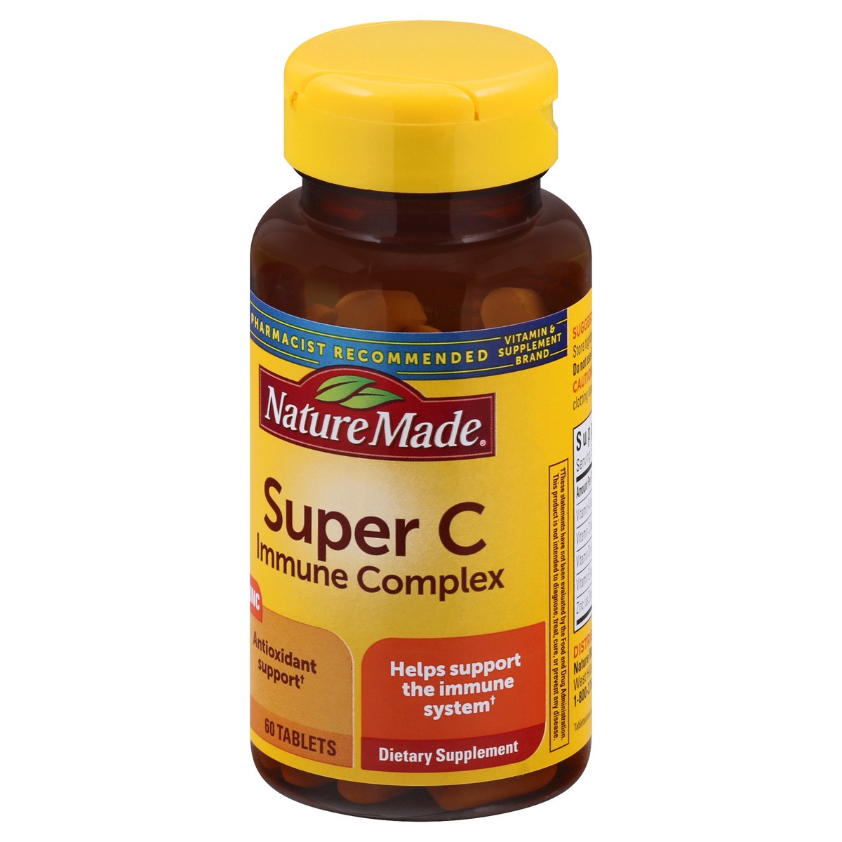 slide 10 of 12, Nature Made Super C with Vitamin D3 and Zinc, Dietary Supplement for Immune Support, 60 Tablets, 60 Day Supply, 60 ct