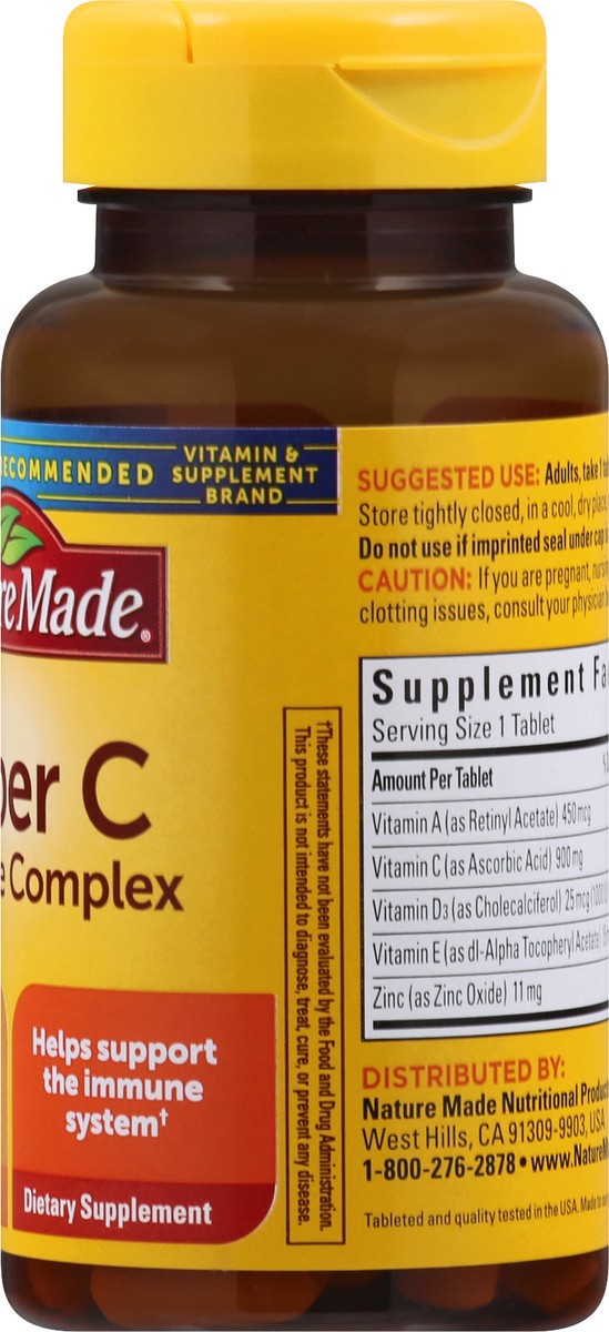 slide 8 of 12, Nature Made Super C with Vitamin D3 and Zinc, Dietary Supplement for Immune Support, 60 Tablets, 60 Day Supply, 60 ct