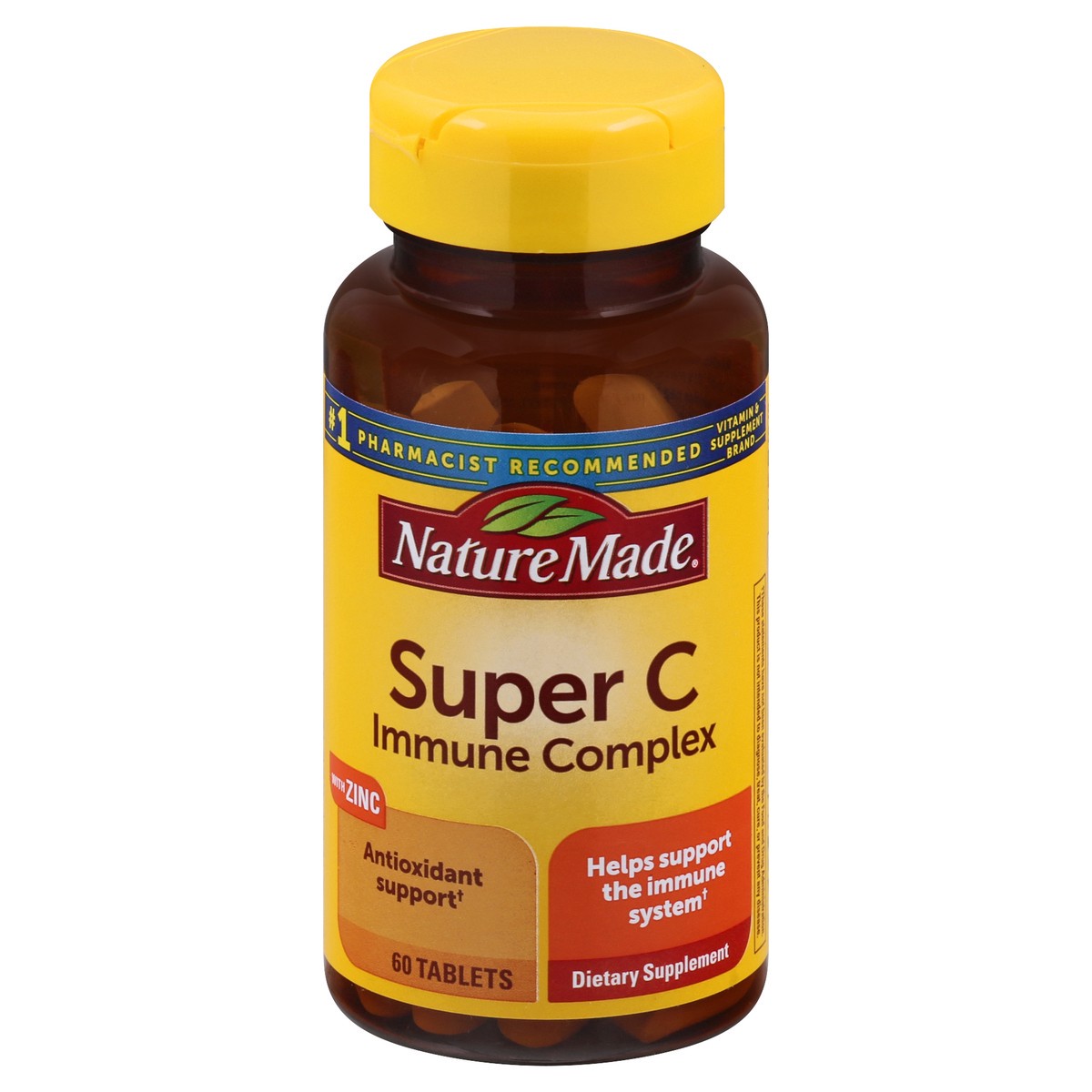 slide 6 of 12, Nature Made Super C with Vitamin D3 and Zinc, Dietary Supplement for Immune Support, 60 Tablets, 60 Day Supply, 60 ct