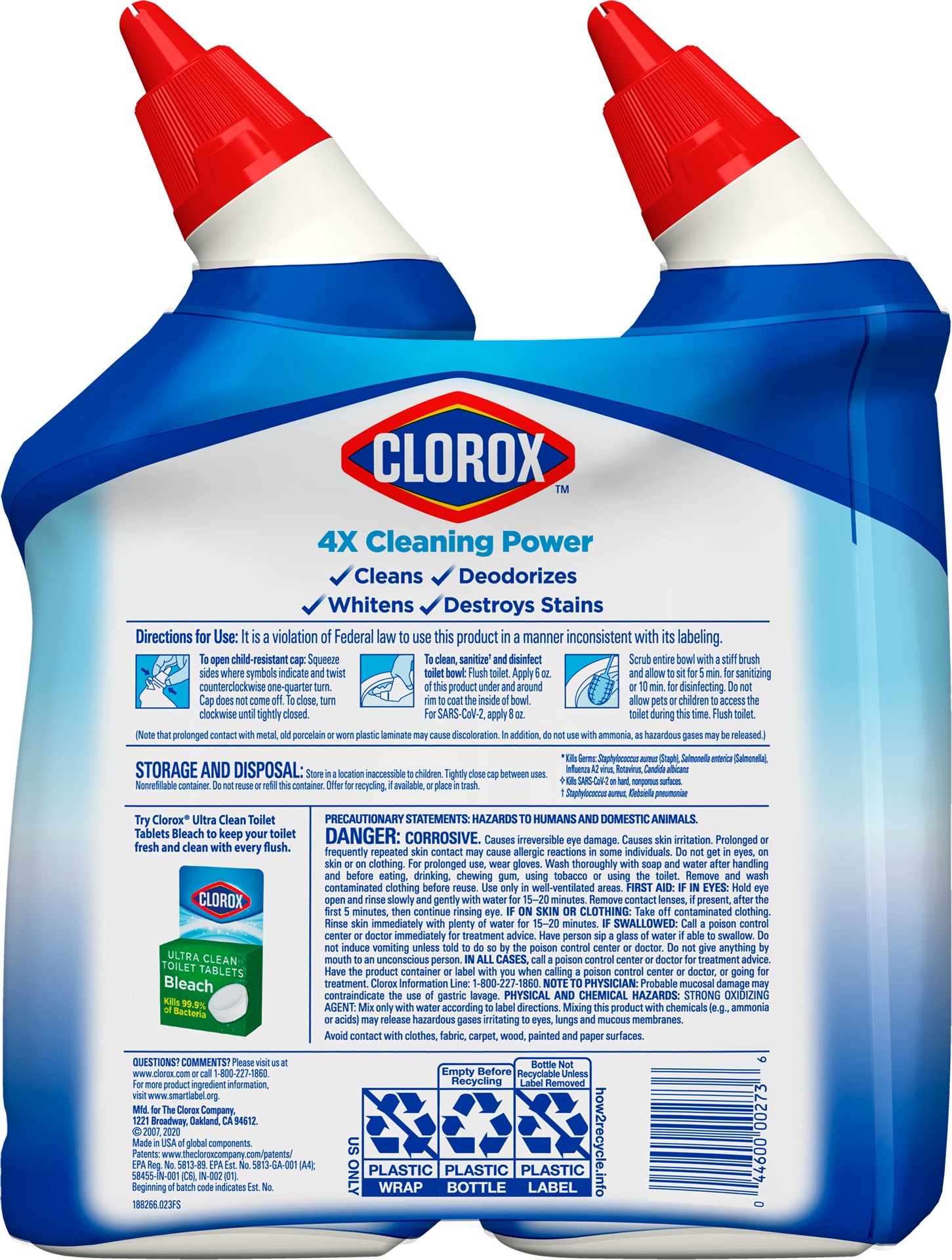 slide 5 of 5, Clorox Toilet Bowl Cleaner Bleach, Rain Clean - 24 Ounces, Pack of 2 (00273) (Package May Vary), 24 fl oz
