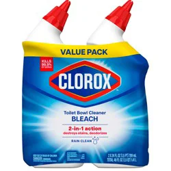 Clorox Toilet Bowl Cleaner Bleach, Rain Clean - 24 Ounces, Pack of 2 (00273) (Package May Vary)