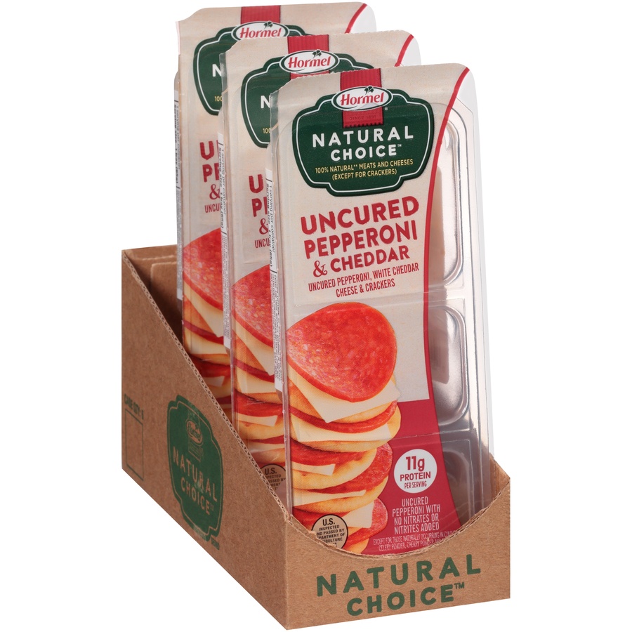 slide 8 of 8, HORMEL NATURAL CHOICE Stacks Uncured Pepperoni, Cheddar Cheese and Crackers, 2.3 oz