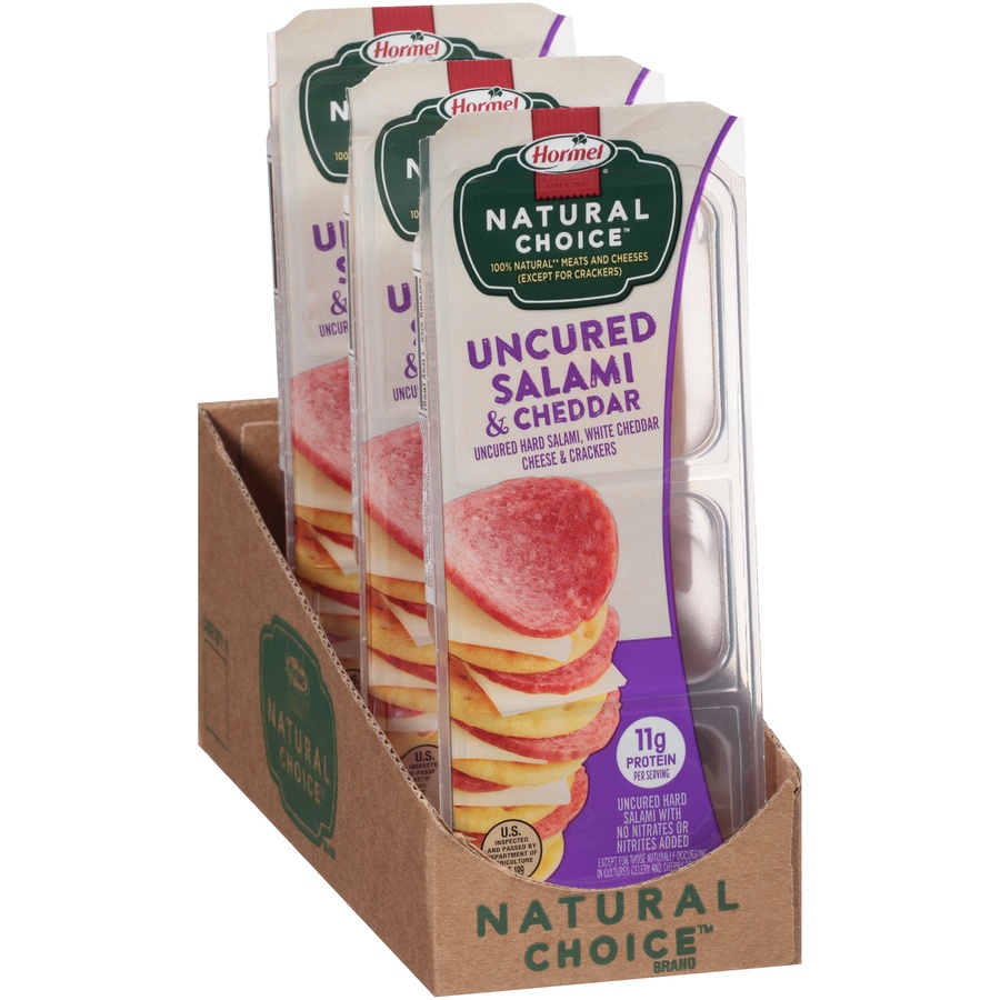 slide 2 of 8, Hormel Natural Choice Uncured Salami & Cheddar Cheese & Crackers, 2.3 oz