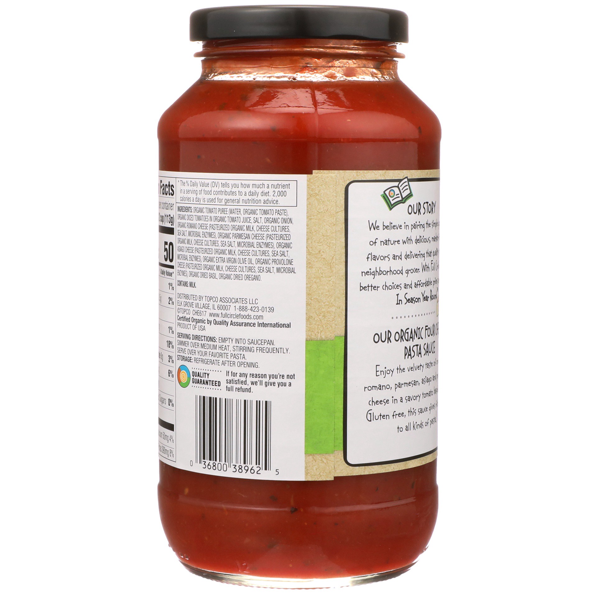 slide 6 of 6, Full Circle Market Organic Pasta Sauce - Four Cheese, 24 oz