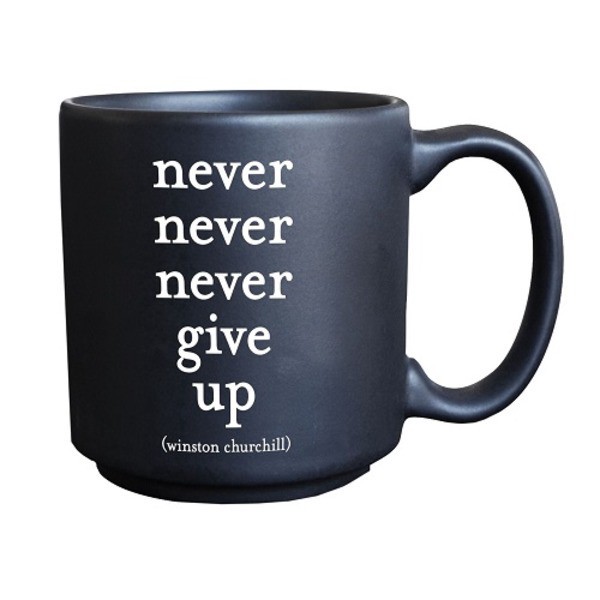 slide 1 of 1, Quotable Espresso Mugs, Never Give Up, 1 ct