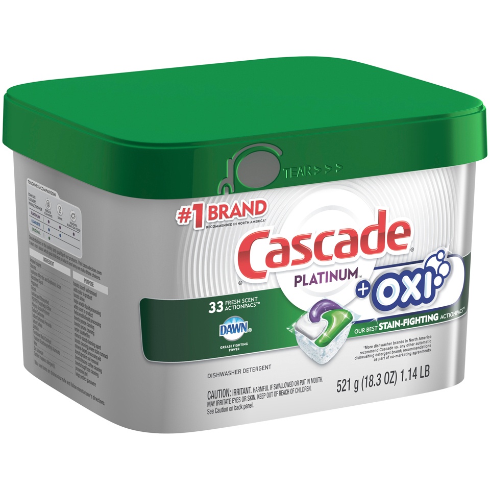 slide 2 of 2, Cascade Platinum Clorox Fresh Dishwasher Detergent Pacs, 33 ct