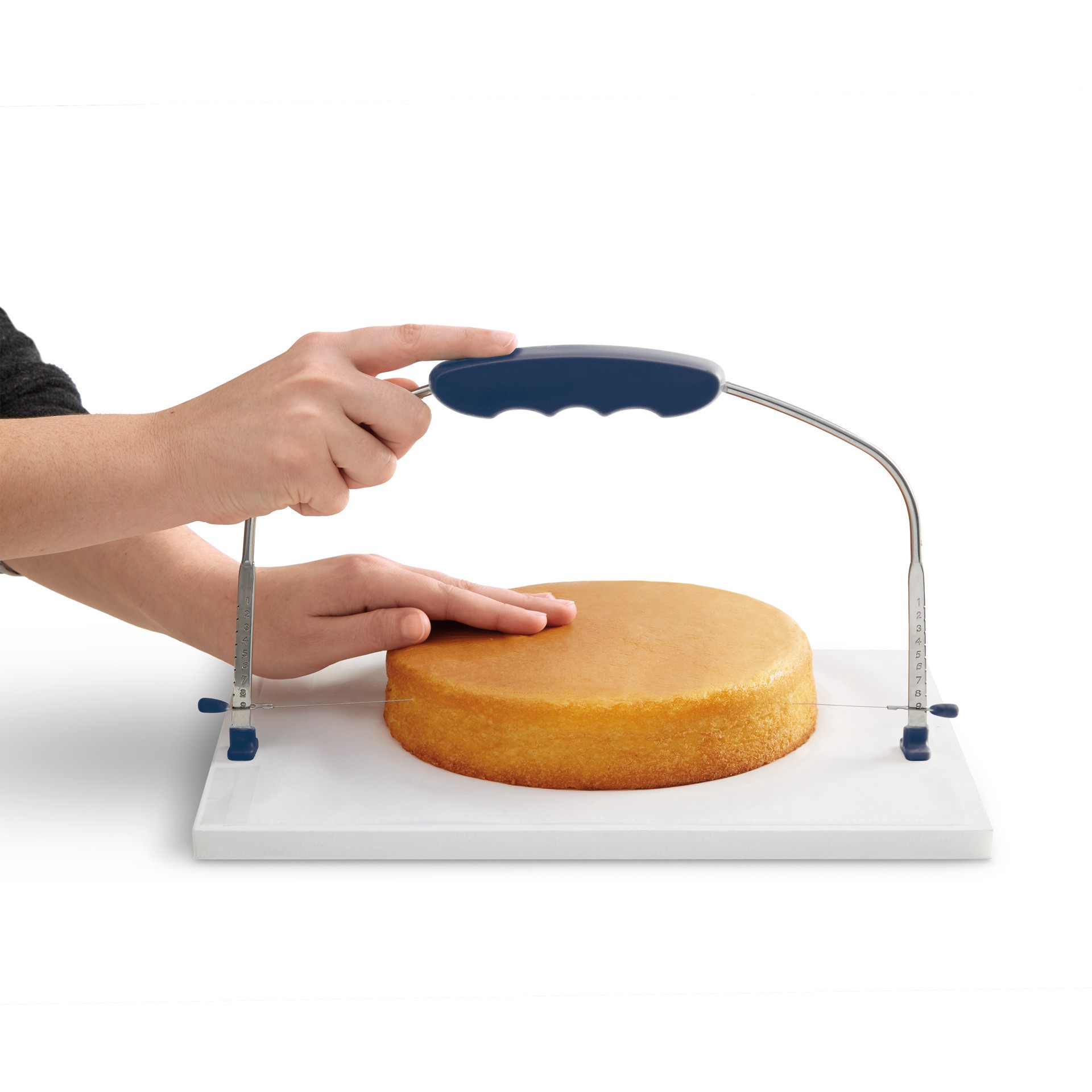 slide 3 of 6, 13" Blue Cake Leveler By Makery, 13 in x 7 in