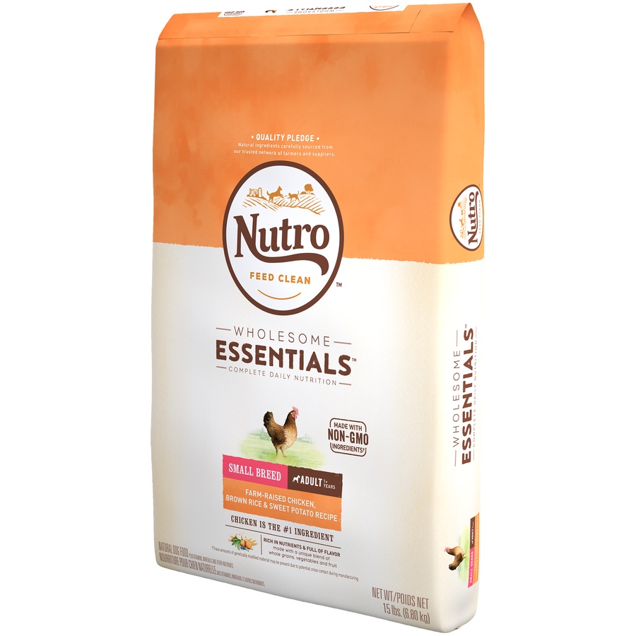 slide 3 of 9, Nutro Wholesome Essentials Small Breed Adult Chicken & Rice Dry Dog Food, 15 lb