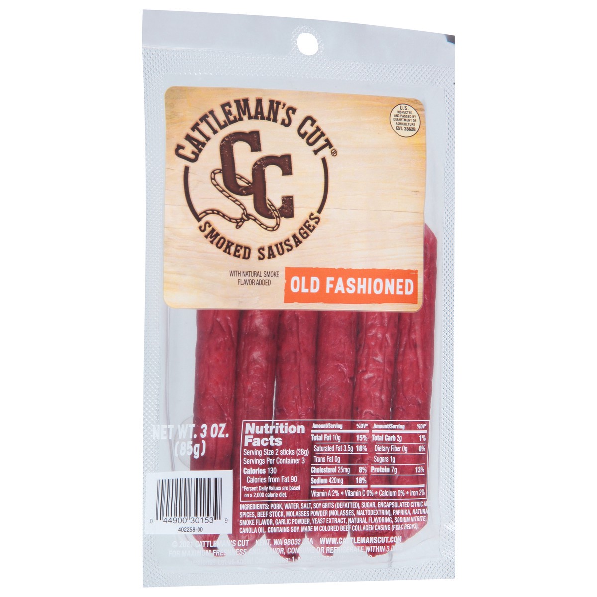 slide 2 of 9, Cattleman's Cut Smoked Old Fashioned Natural Smoke Flavor Sausages 3 oz, 3 oz