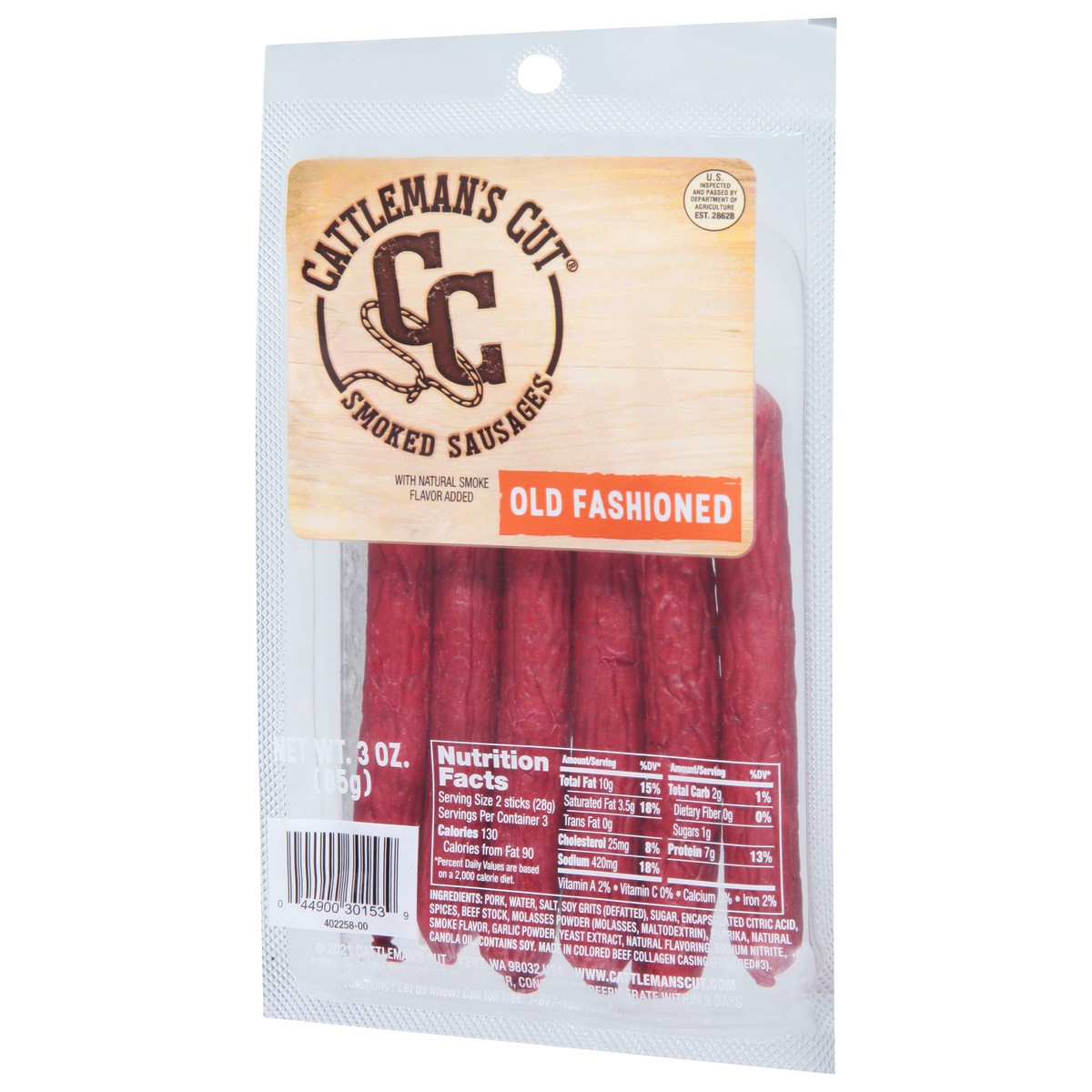 slide 3 of 9, Cattleman's Cut Smoked Old Fashioned Natural Smoke Flavor Sausages 3 oz, 3 oz
