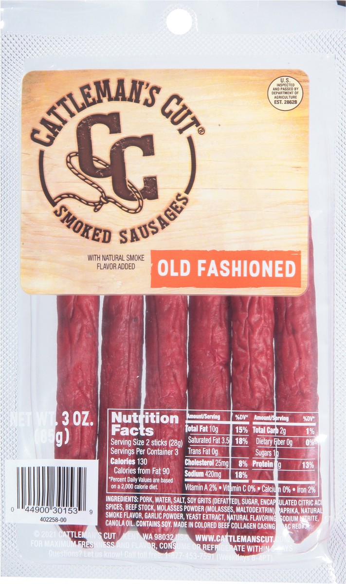 slide 6 of 9, Cattleman's Cut Smoked Old Fashioned Natural Smoke Flavor Sausages 3 oz, 3 oz