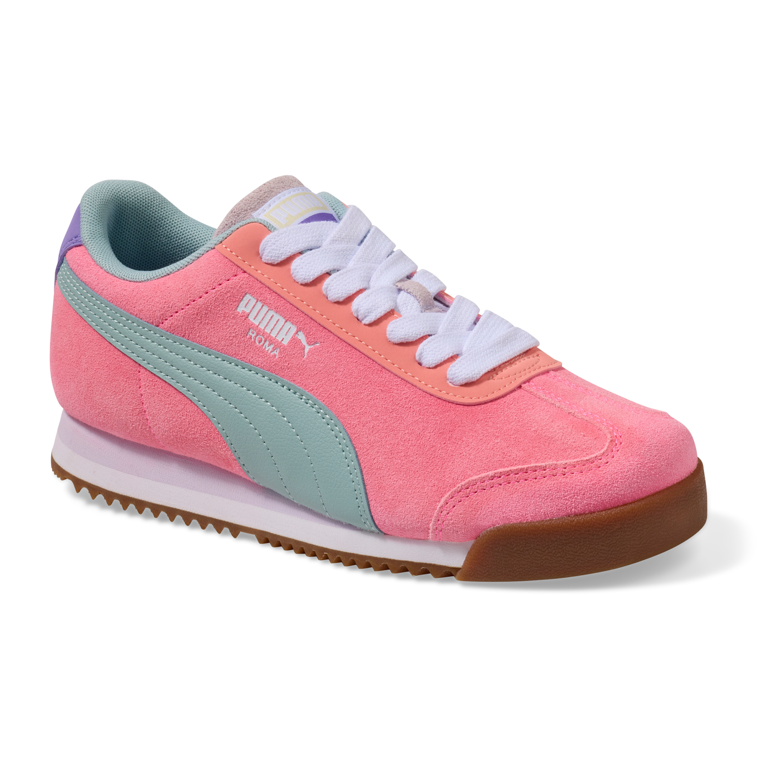 slide 1 of 6, Puma Girls Roma 24 Shoe, Pink, Size 5, Size 5