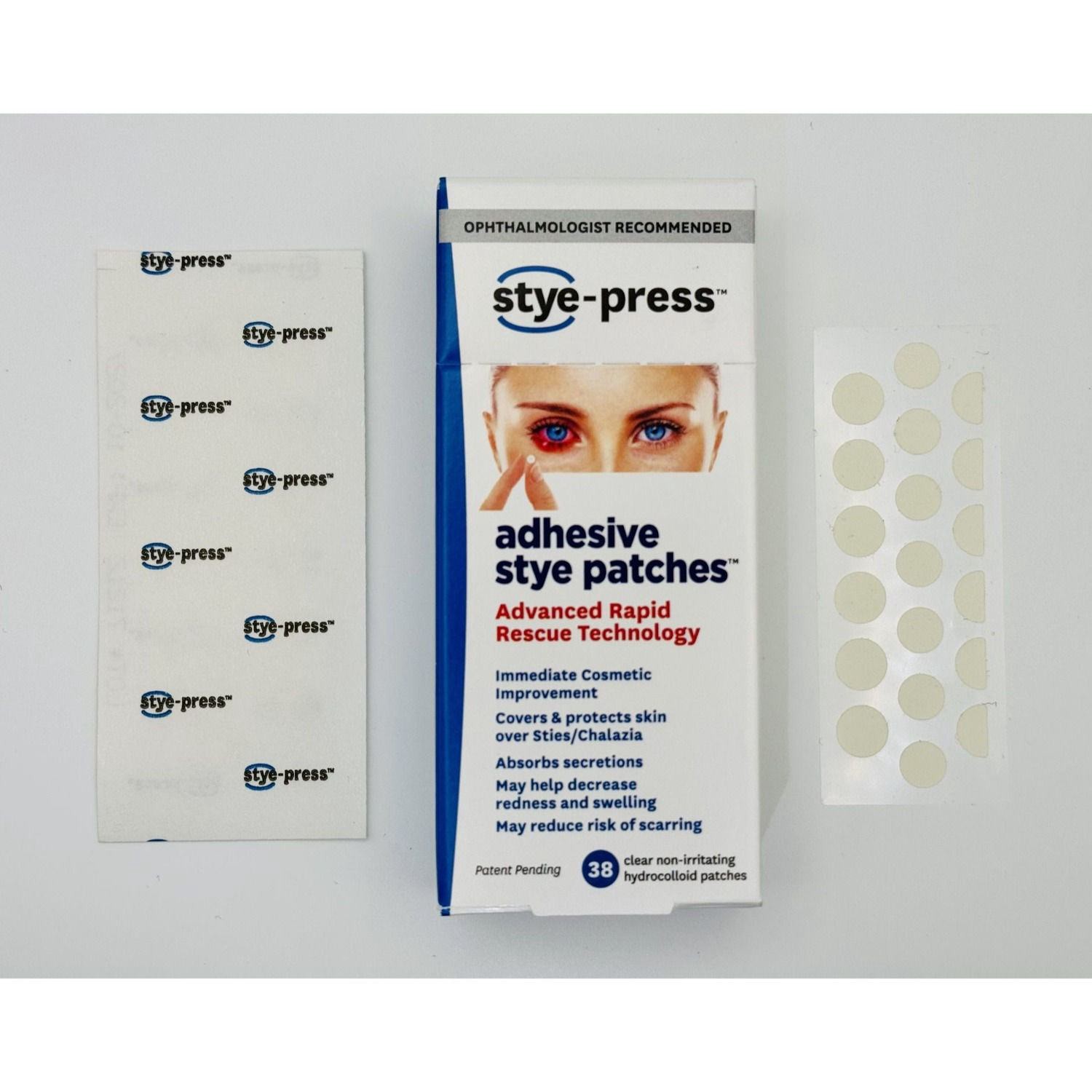 slide 3 of 3, EYE PRESS Stye-Press Adhesive Stye Patches, 38 Ct, 38 ct