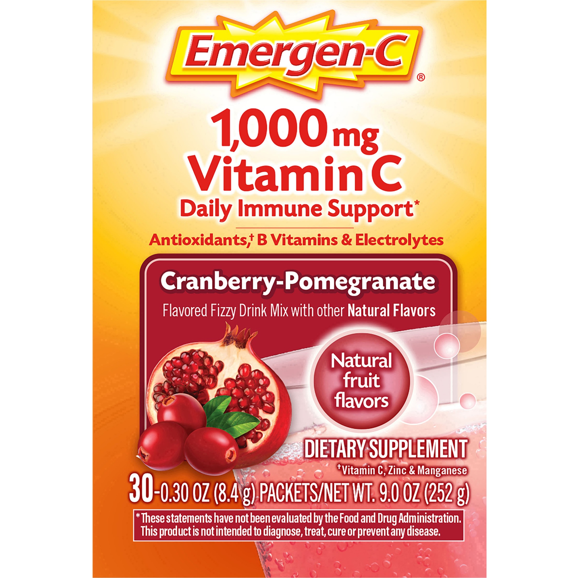 slide 4 of 7, Emergen-C Fizzy Drink Mix 30 ea, 30 ct