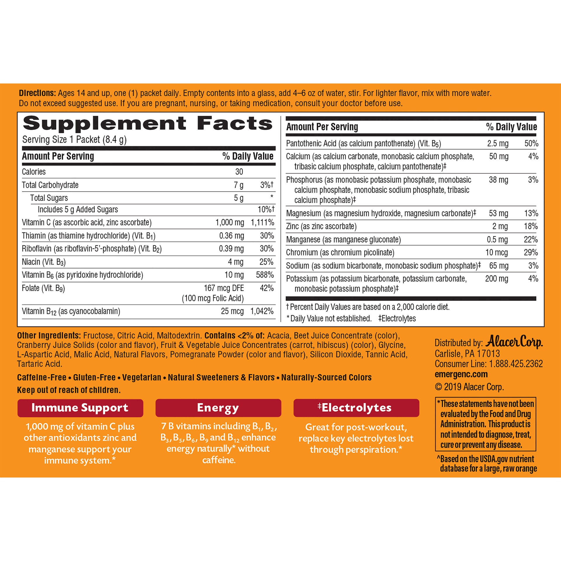 slide 5 of 7, Emergen-C Fizzy Drink Mix 30 ea, 30 ct