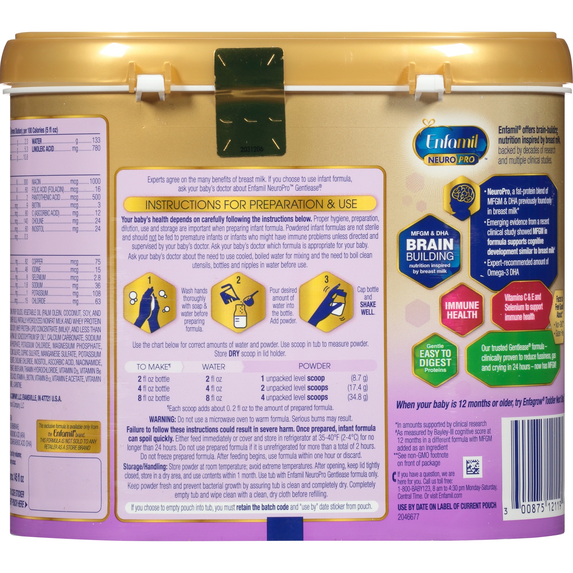 slide 6 of 8, Enfamil Neuropro Gentlease Gentle Infant Formula Powder, 19.5 oz