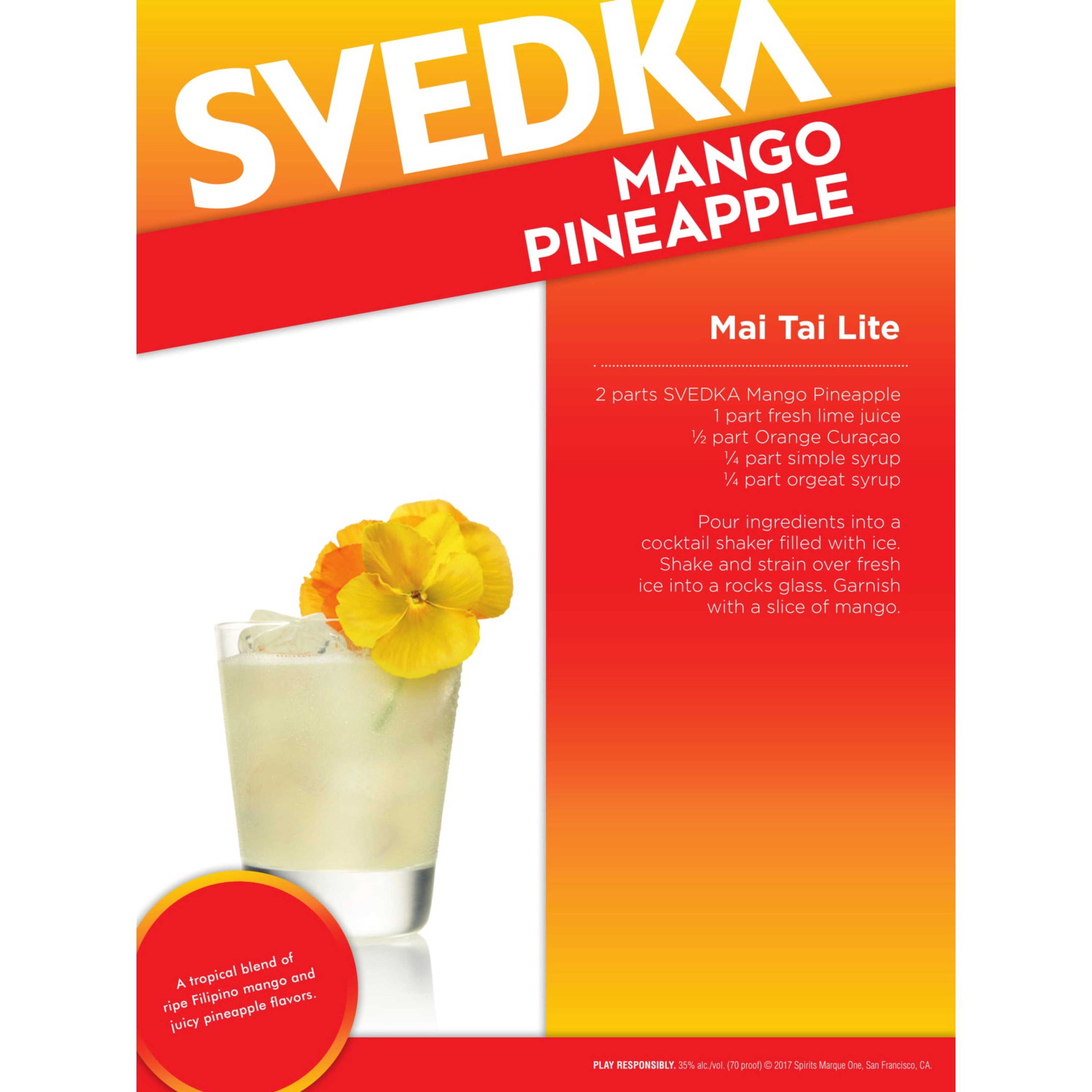 slide 7 of 7, SVEDKA Mango Pineapple Flavored Vodka, 1.75 L Bottle, 70 Proof, 59.17 fl oz