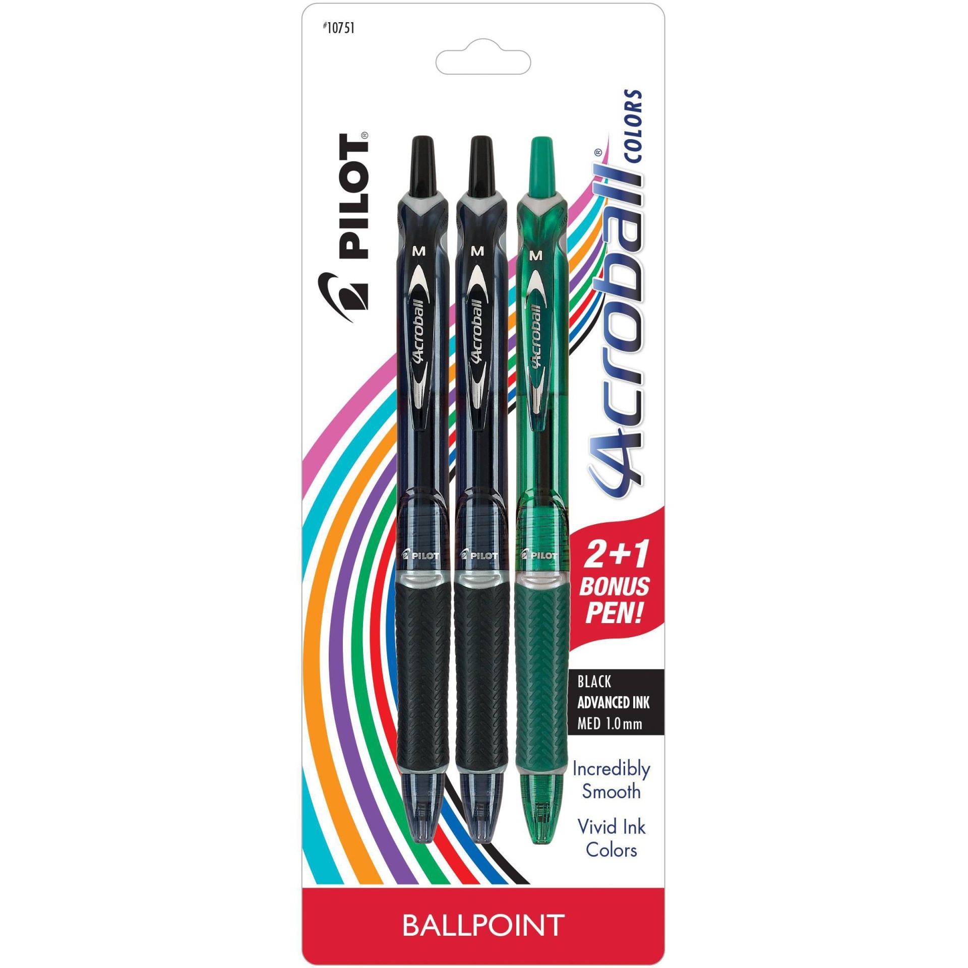 slide 1 of 1, Pilot Retractable Ballpoint Pens with Rubber Grip - Black, 2 ct; 1 mm