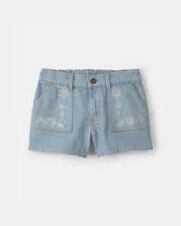 Oshkosh Girls Floral Denim Shorts - Light Wash Light Wash 10