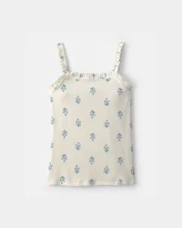 Oshkosh Girls Floral Ribbed Ruffle Tank - Ivory Ivory 5